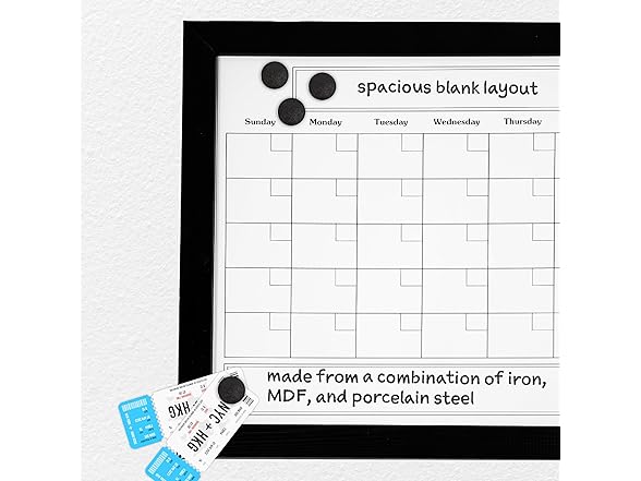 Sunnydaze Monthly Calendar Whiteboard