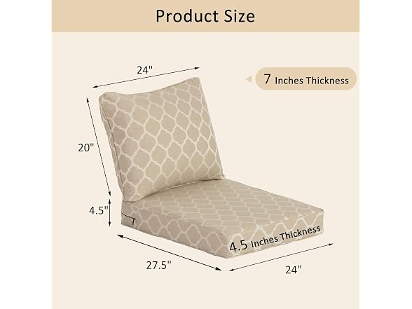 COZYVIDA Deep Seat Cushion Set of 2