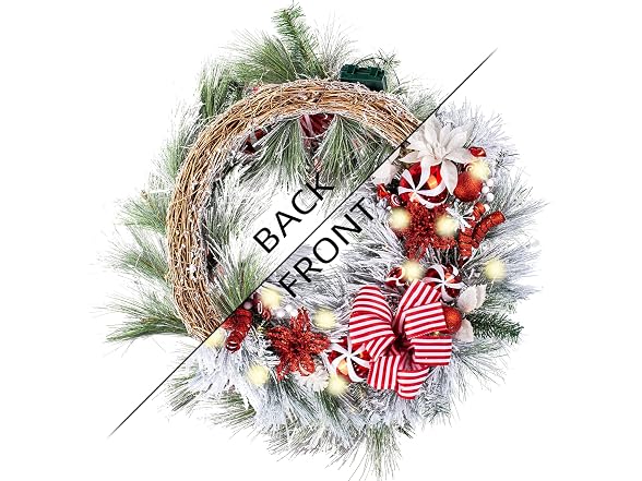 Wanna-CUL Red/White 30" Pre-Lit Wreath