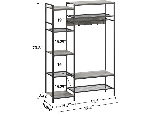IDEALHOUSE 5-Tier Portable Clothing Rack