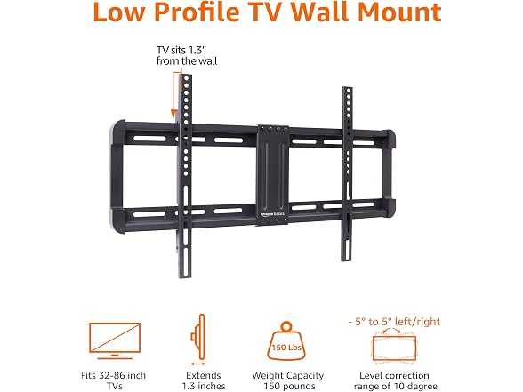 Amazon Basics Low Profile TV Wall Mount