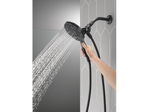 Delta 5-Setting Matte Black Shower Head, 6" Round