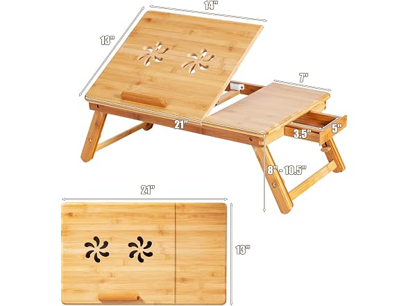 Tangkula 100% Bamboo Laptop Desk