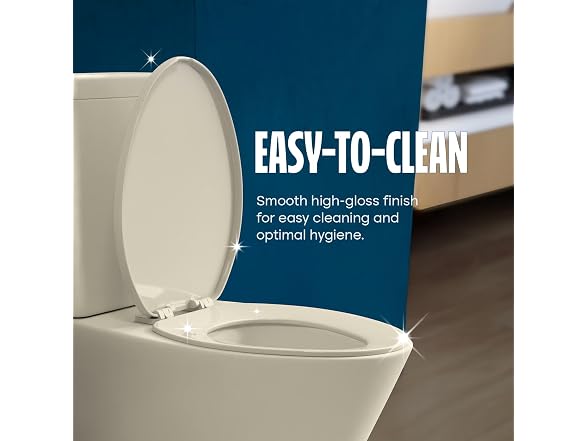 Highcraft B1TSPE Elongated Plastic Toilet Seat, Bone