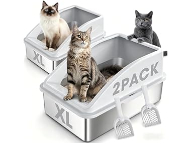 $62.49 AIPERRO 2 Pack Stainless Steel Cat Litter Box dealfomo