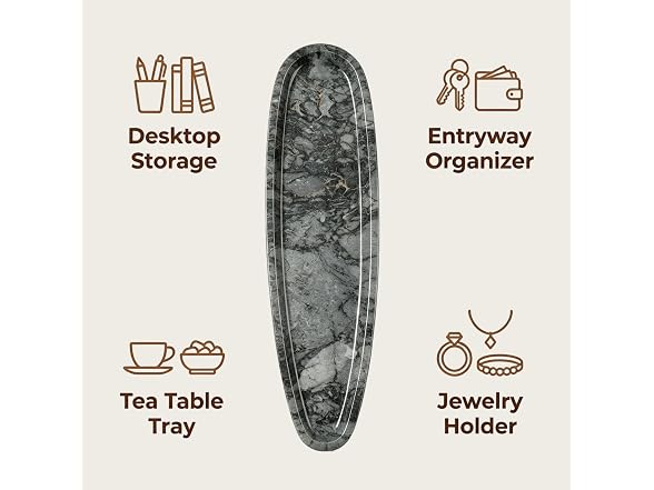 Natural Marble Vanity Tray, 16.6"x4.6"