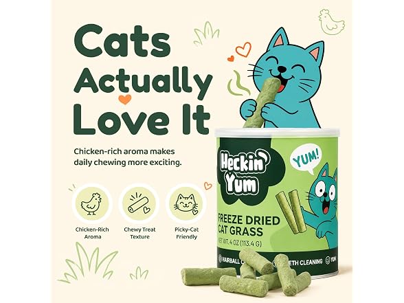 Heckin Yum Freeze Dried Cat Grass Treats