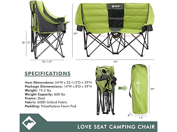 VILLEY Double Camping Chair Cooler Bag