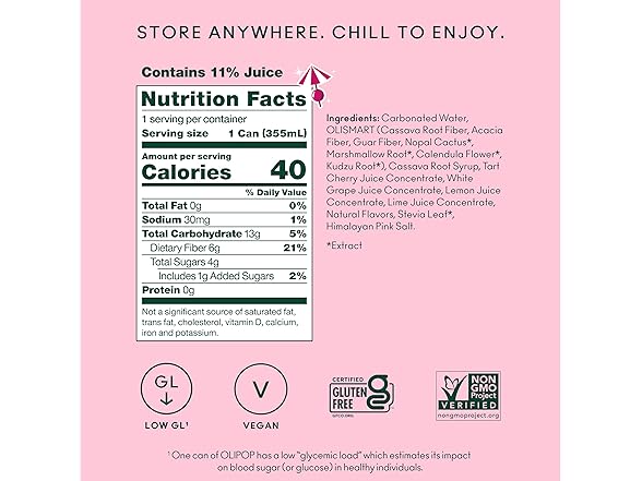 12Pk OLIPOP Prebiotic Soda Pop, Shirley Temple