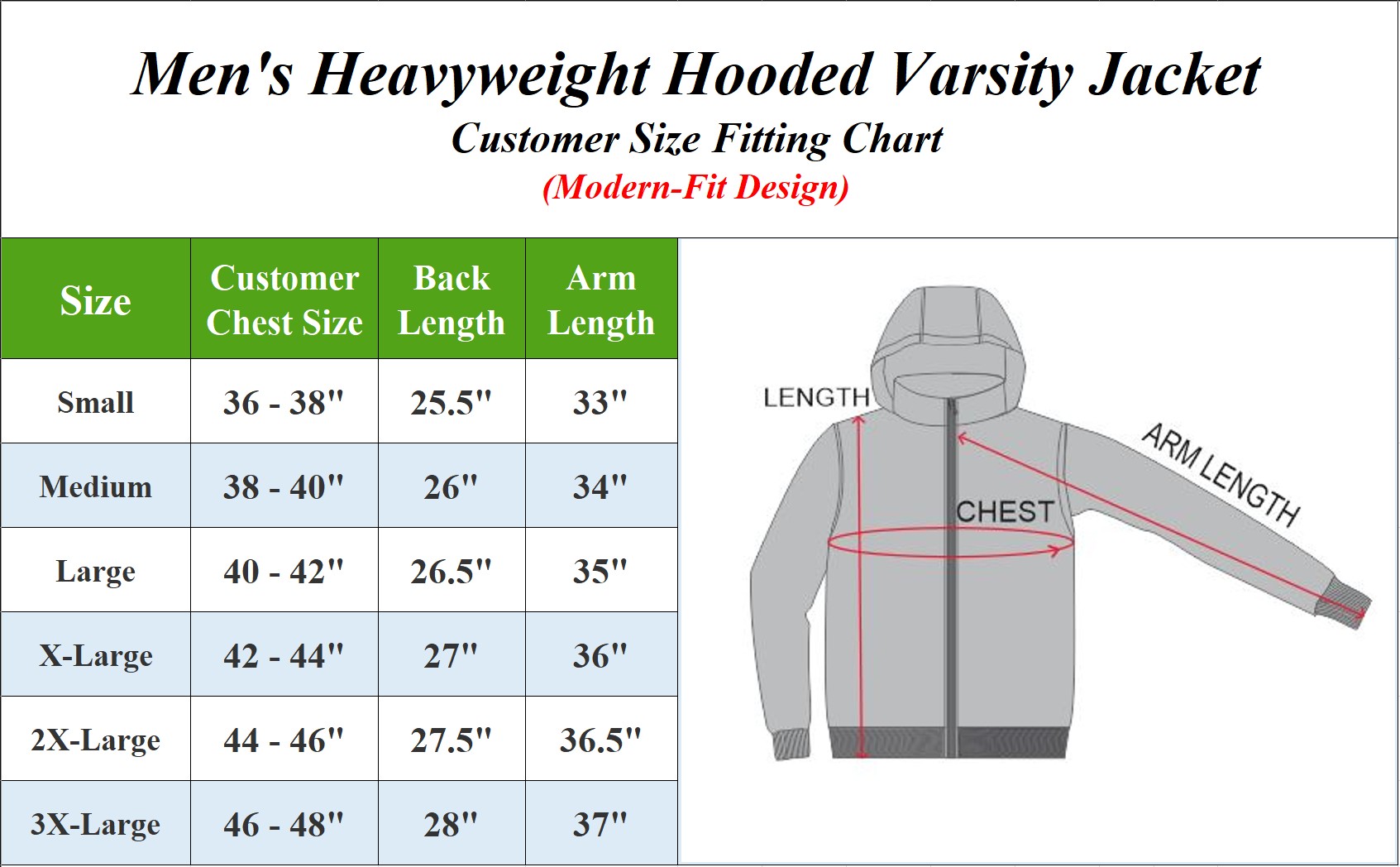 Mens Heavyweight Hooded Varsity Jacket (S-3XL) - Gallery 14