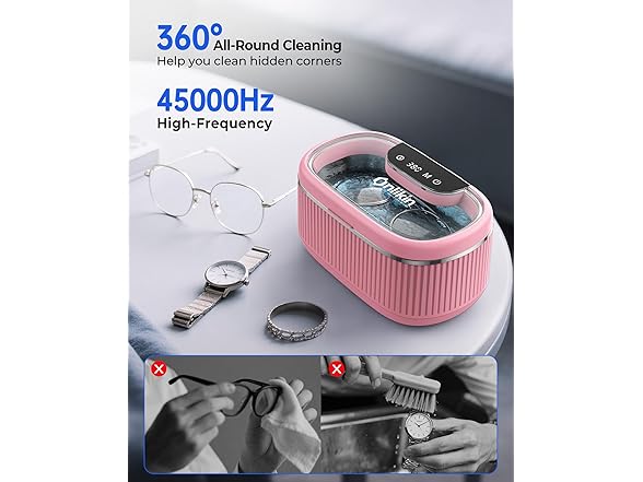 Onlikin Ultrasonic Pink Jewelry Cleaner - Gallery 4