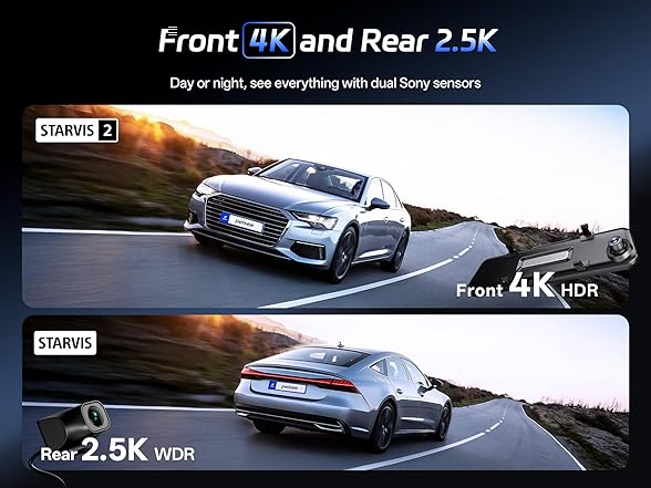 Pelsee 4K+2.5K Mirror Dash Cam | 128GB Card