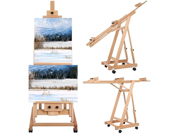 FAHKNS Holds 2 Canvases Painting Easel for Adults