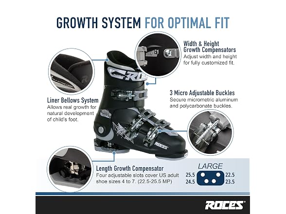 ROCES Idea Up Adjustable Ski Boots (22.5-25.5)