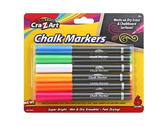 Cra-Z-Art Chalk Markers 6 Count - Dry Erase a