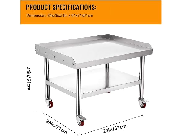 Equipment Grill Stand Table Stainless Steel 24x28x24