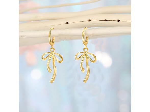 Coadipress Gold Bow Ribbon Hoop Earrings