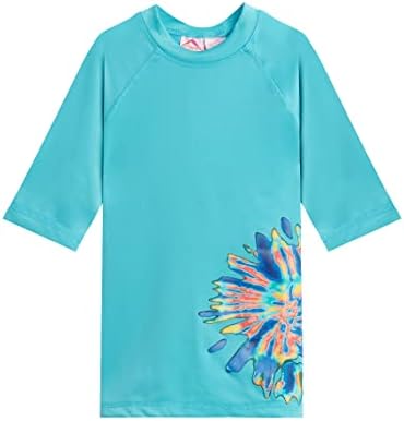 Kanu Surf Girls' Karlie UPF 50+ Sun Protective Rashguard Swim Shirt, Camille Aqua, 10