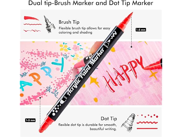 Shuttle Art 36 Acrylic Brush Tip Markers