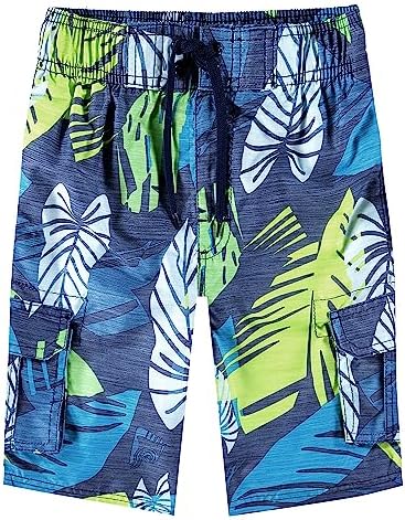 Kanu Surf Boys' Line Up Quick Dry UPF 50+ Beach Swim Trunk, Montego Navy, 3T