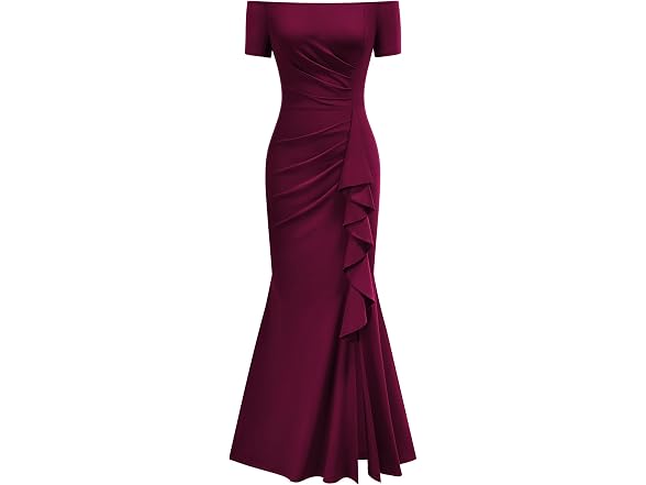 Aisize Women (M) Elegant Off Shoulder Ruffle Dress