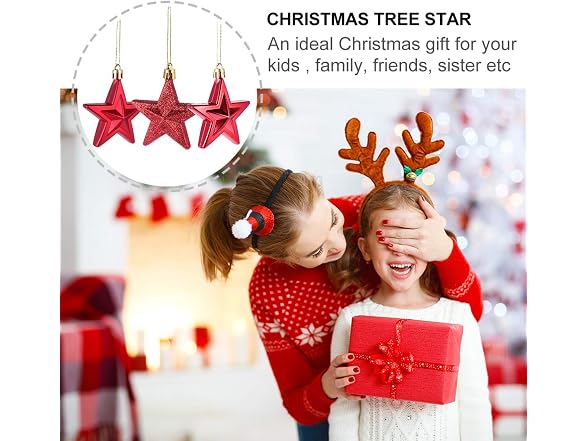 ABOOFAN 18Pcs Christmas Tree Hanging Ornaments Glitter Star