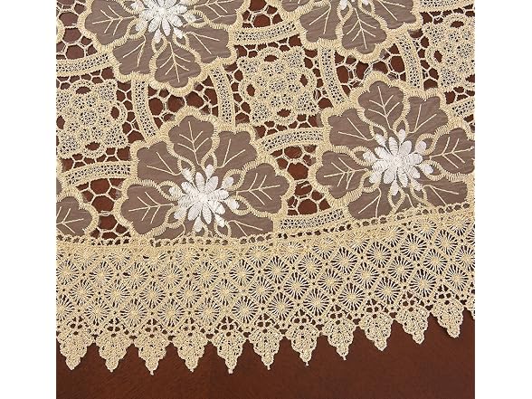 Beige Embroidered Lace Tablecloth 60