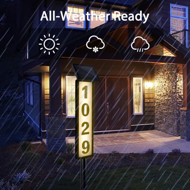 Solar Lighted House Address Sign LED - Gallery 8