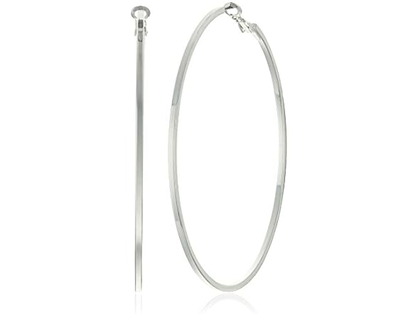 Guess Women Square Edge Hoop Silver Earrings