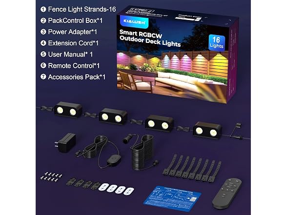 KIALUSH 16 Lights Smart Fence Lights