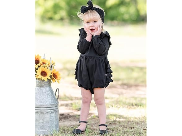 RuffleButts Big Bow Headband Black One Size