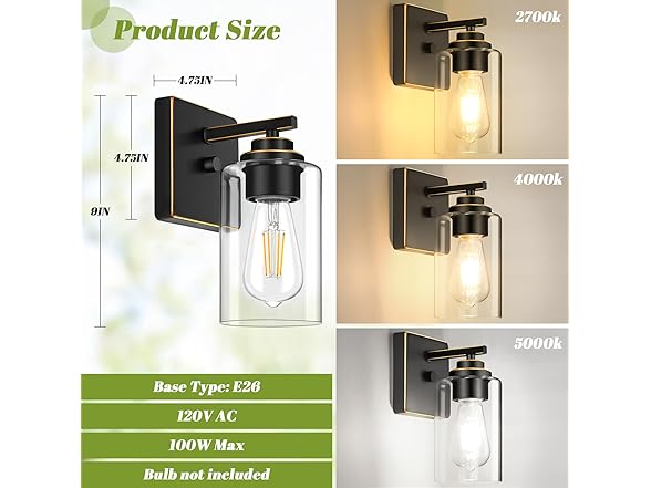 Set of 2 Wall Sconces for Bathroom