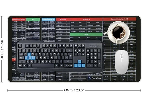 Excel Word Shortcut Keys Large Mouse Pad
