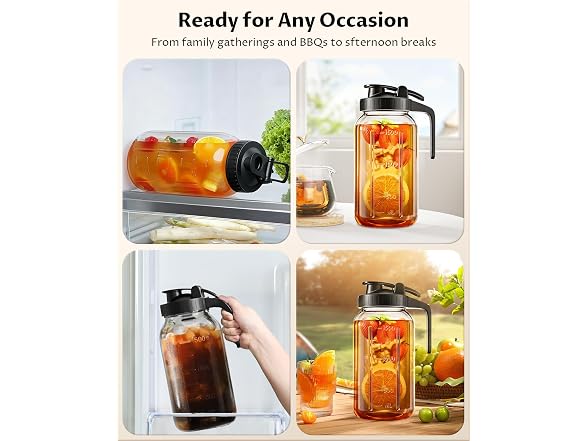 VA1KENE 64oz Mason Jar Glass Pitcher