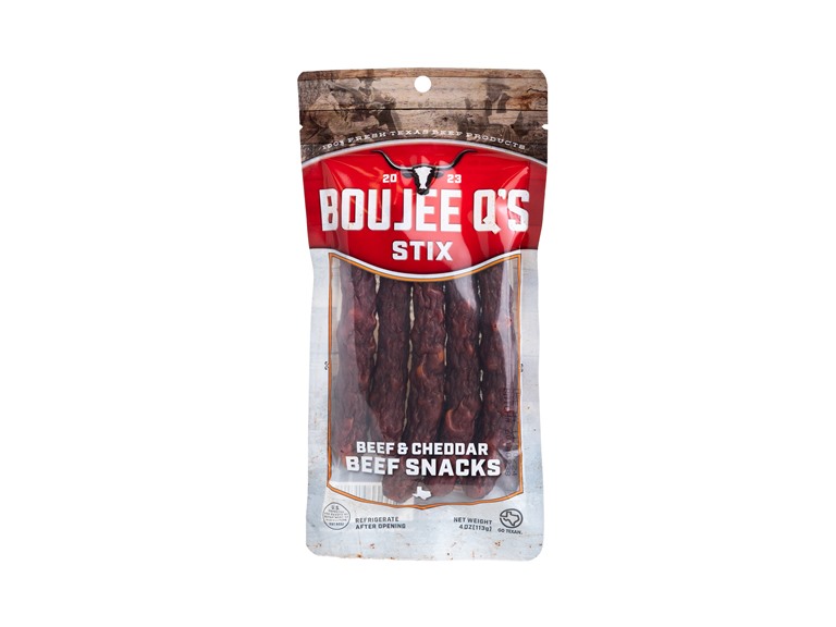 (3 Pack) Texas Boujee Q's Beef Jerky Stix 4oz - Beef & Cheddar