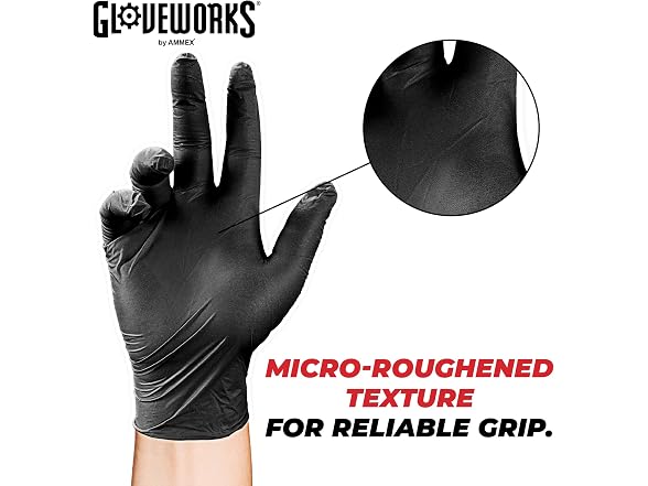 GLOVEWORKS Nitrile Gloves 5 mil Black Small 100ct