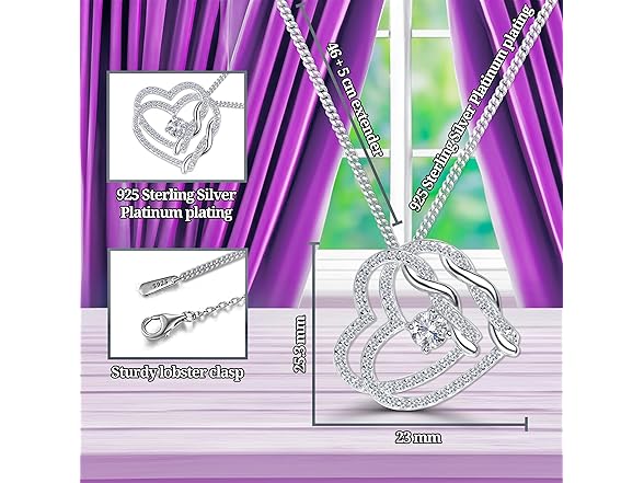 DUAL Heart Birthstone Necklace (APRIL)