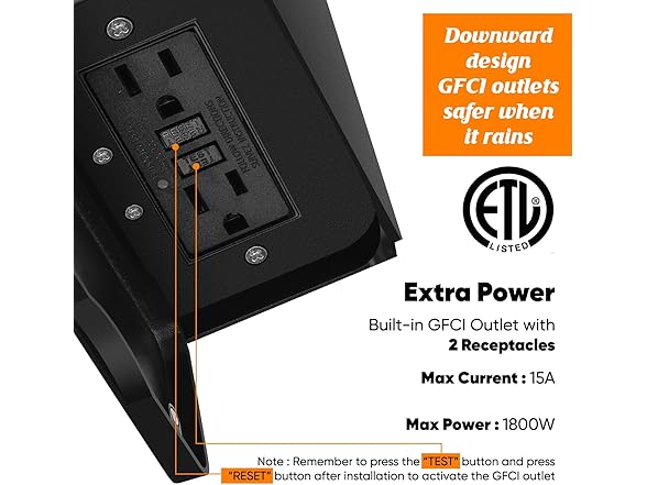 Motion Sensor Porch Light with GFCI Outlets, 11.4''