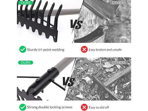 Piefeak GAR-64 Heavy Duty Garden Rake 17 Tine 1.6m