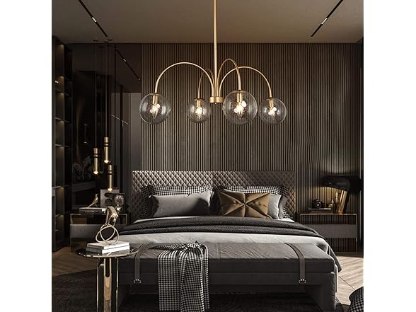 33" Gold Chandelier Seeded Glass