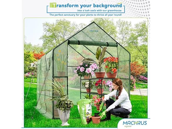 Ogrow Deluxe Walk-In Greenhouse 2 Tiers, 8 Shelves