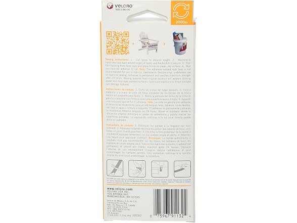VELCRO Home Decor Tape Roll 1" x 6' White