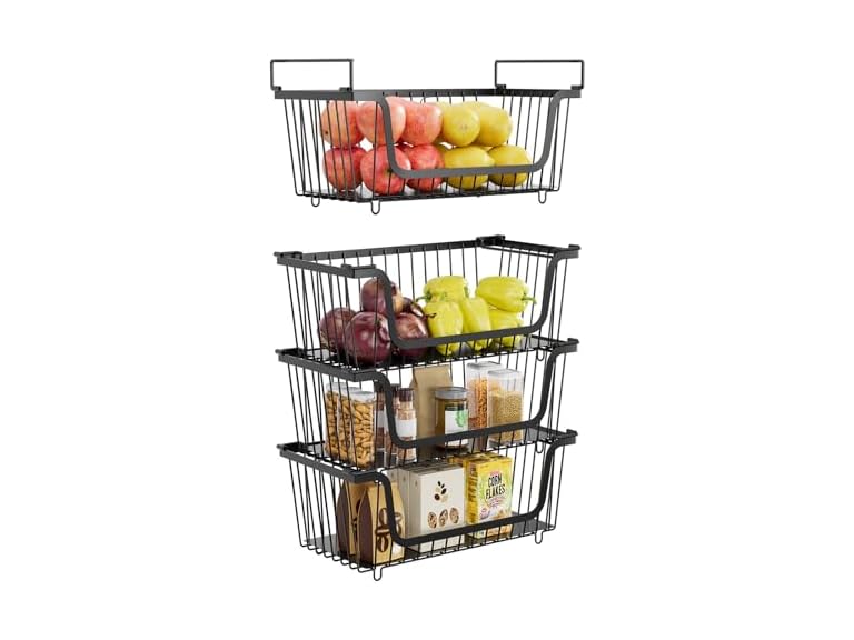 XILIDIA 4pc Stackable Wire Baskets