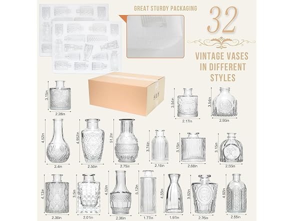 anquephd 32-Pack Glass Bud Vase Wedding