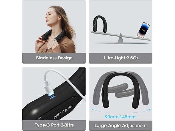 OLV Rechargeable 4 Turbo 6000mAh Portable Neck Fan