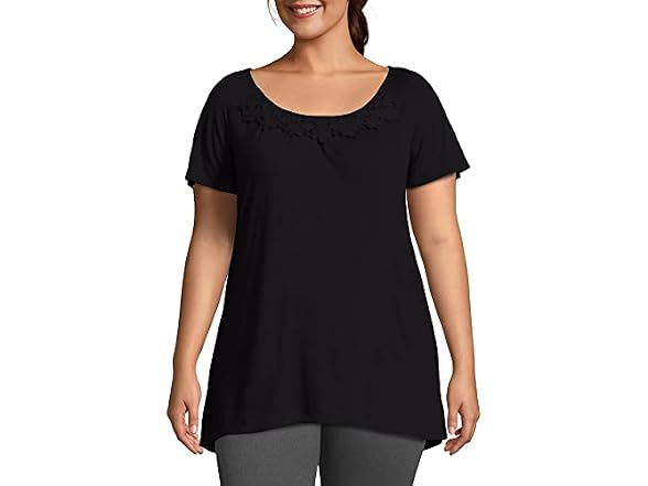 Just MY Size Women (4X) Crochet Trim Tunic Shirt