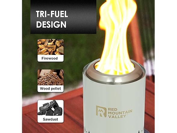 Red Mountain Valley Smokeless Tabletop Fire Pit with Mat, Gray