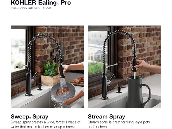 KOHLER Ealing Pre-Rinse Spring Matte Black Single Handle