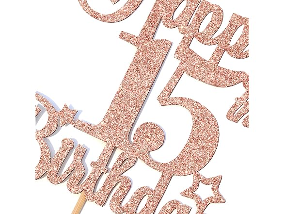 Bytorjar Happy 15th Birthday Cake Topper