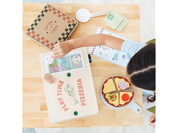 Pearhead Wooden Pizzeria Montessori Set, 38-Piece